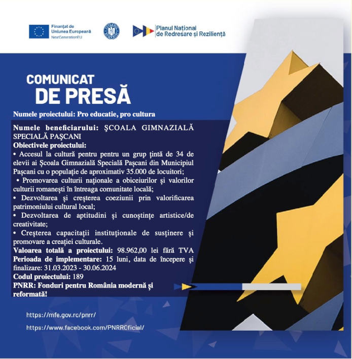 Comunicat de presa Scoala Speciala Pascani 1